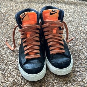 Nike Black and Orange High-Top Sneakers